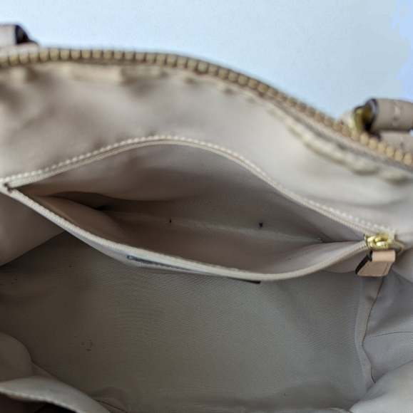 Coach Genuine Leather Cora Dome Satchel Top Handle Zippered Taupe Beige - Picture 6 of 15